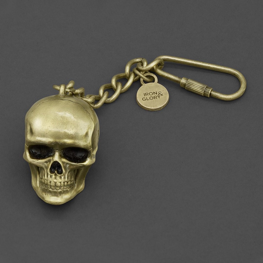 Schlüsselanhänger - Totenkopf mit geflochtenem Lederband - Keyring