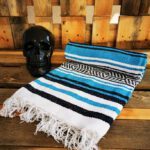 Mexikanische Decke "Weiß Schwarz Blau"