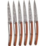 6 Deejo-Steakmesser, Korallenholz / Grand Siècle – Bild 2