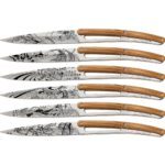 6 Deejo-Steakmesser, Olivenholz / Japanisch