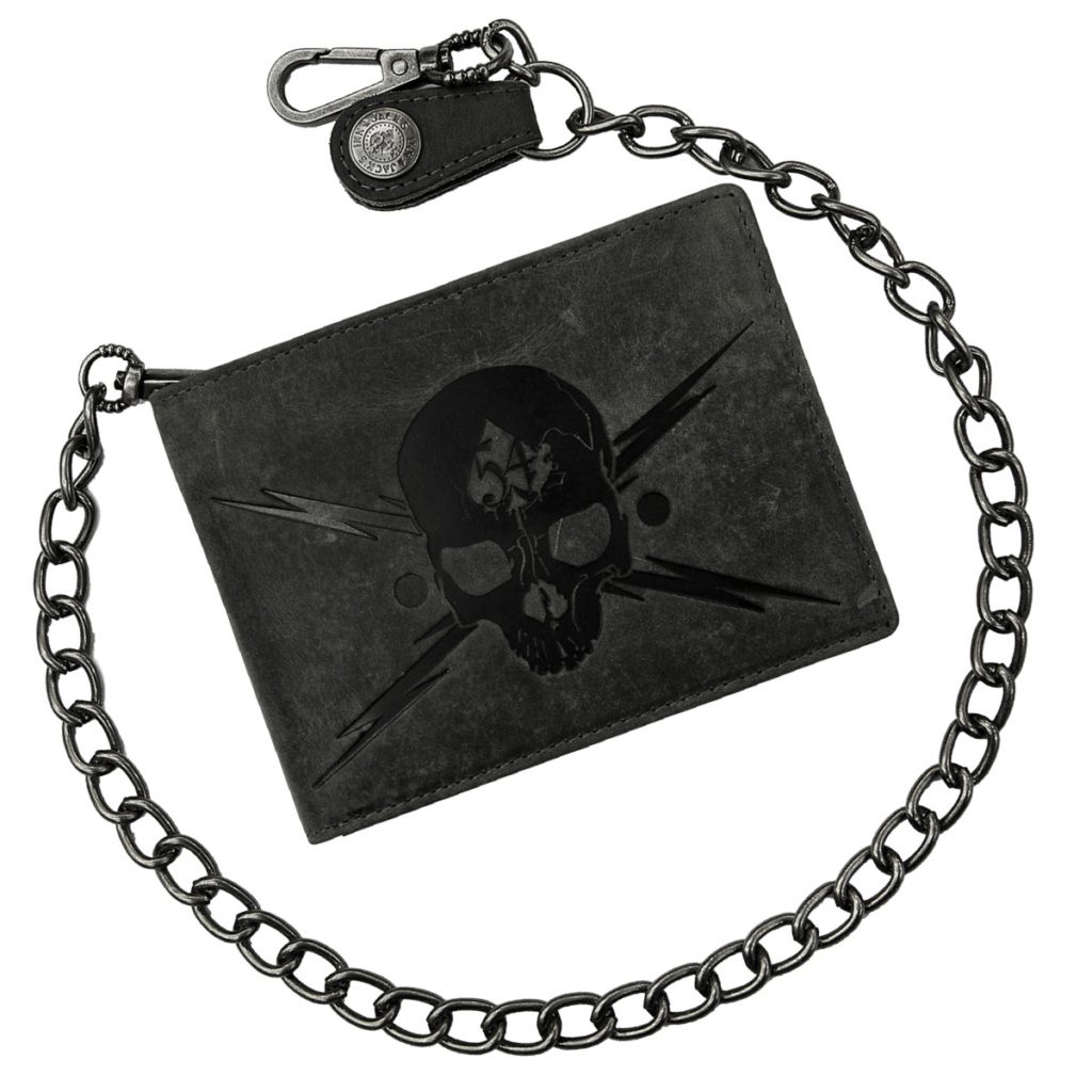 Cartera Estilo Motorista Vintage - Piel De Búfalo Envejecida Marrón, Con Cadena De 40 Cm, Múltiples Compartimentos