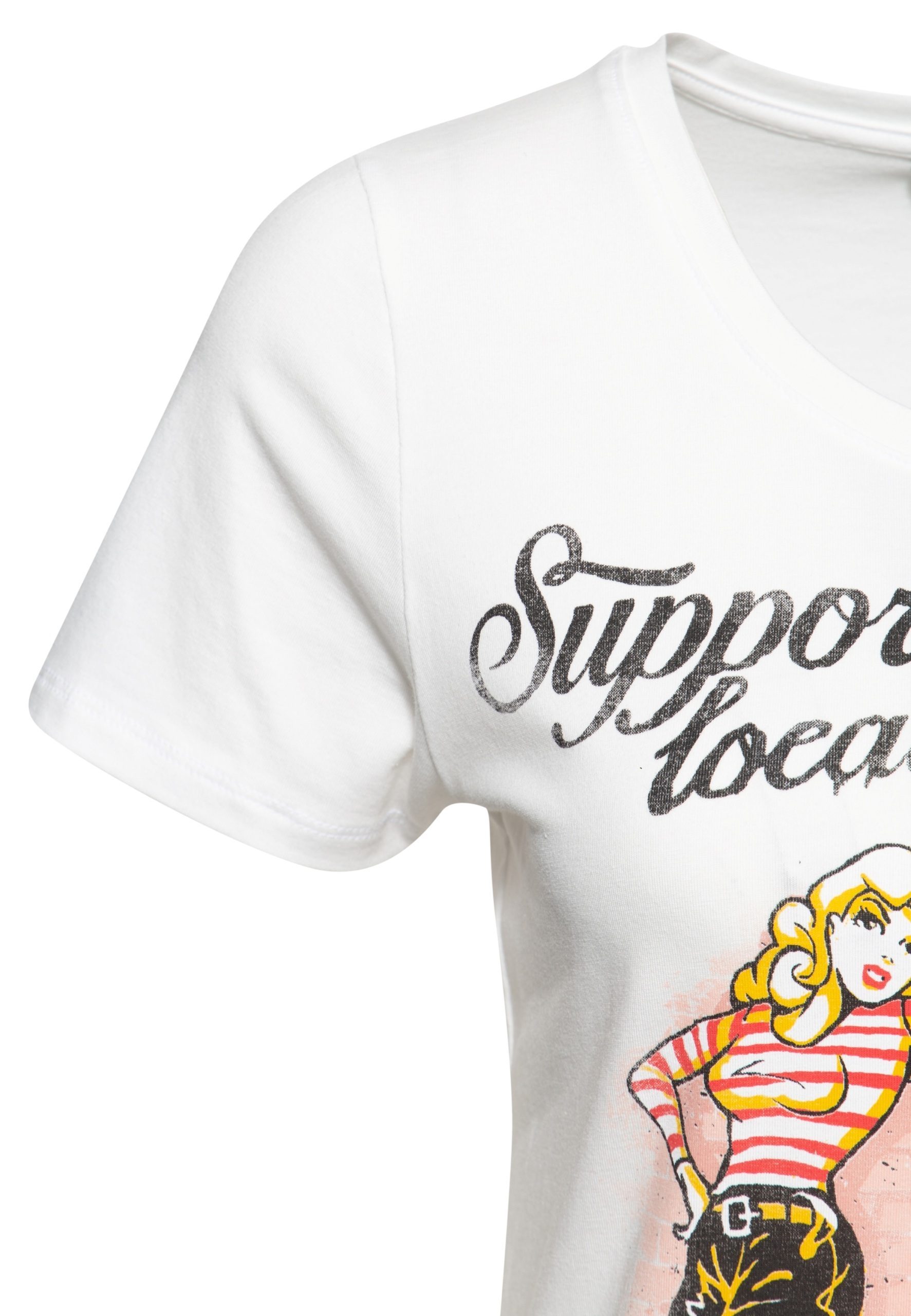 Queen Kerosin T-Shirt Donna Gas & Glory - Stampa Pin Up, Vestibilità Slim, Cotone Elastico