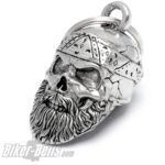 Biker Bell 3D Oldschool Biker Totenkopf mit Bart und Bandana Biker-​Bell Motorrad Glocke – Bild 2