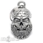 Biker Bell 3D Oldschool Biker Totenkopf mit Bart und Bandana Biker-​Bell Motorrad Glocke