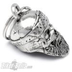 Biker Bell 3D Oldschool Biker Totenkopf mit Bart und Bandana Biker-​Bell Motorrad Glocke – Bild 3