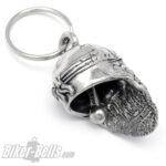 Biker Bell 3D Oldschool Biker Totenkopf mit Bart und Bandana Biker-​Bell Motorrad Glocke – Bild 4