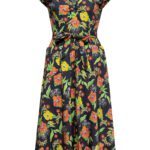 Queen Kerosin SWING KLEID MIT TROPISCHEM ALL-OVER-PRINT »HIBISKUS BLACK«
