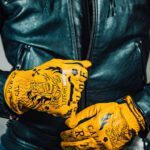 Rude Riders Tattoo gelbe Motorradhandschuhe aus Leder – Bild 2