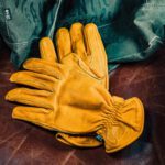 70´s MOTORRADHANDSCHUHE AUS ARBEITSLEDER Gelb