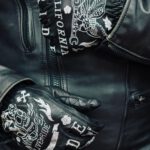 Rude Riders Tattoo Motorradhandschuhe aus schwarzem Leder – Bild 3