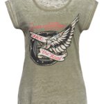 Queen Kerosin T-SHIRT ENZYME WASH »HIT THE ROAD WHEEL«