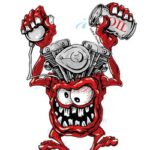 LETHAL THREAT Rude & Crude: V-Twin Engine Head Monster Mini Decal/Sticker