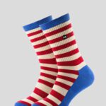 Rokker Socken rot gestreift