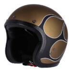 13 1/2 Skull bucket helmet flames matt gold
