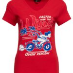Queen Kerosin Damen Basic T-Shirt V Hals "Wind"