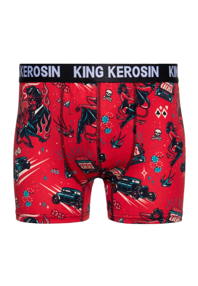King Kerosin Herren Boxershorts "Rockabilly Devil" rot