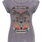 Queen Kerosin Damen T-Shirt Enzymwash "Ride in to the Wild"