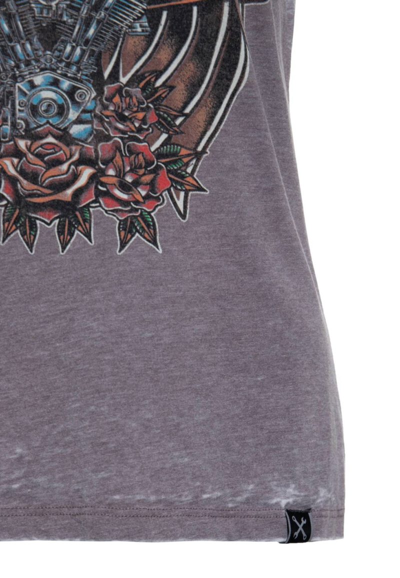 Queen Kerosin Damen T-Shirt Enzymwash "Ride in to the Wild" – Bild 5