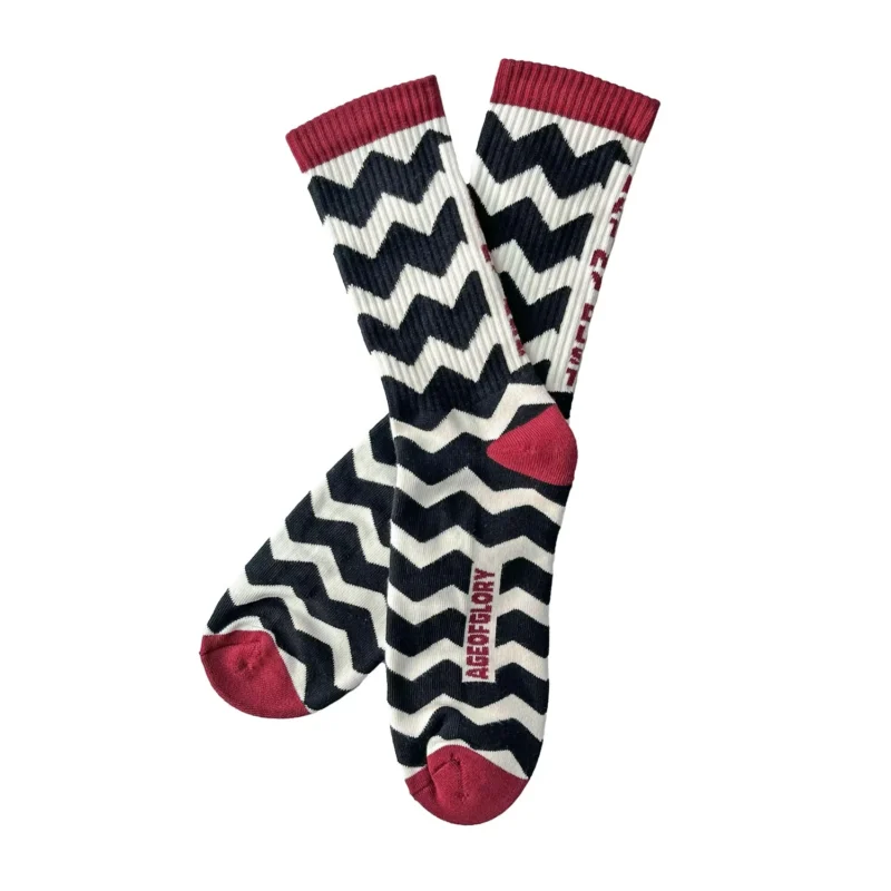 Age of Glory Tracks Socks Black Off-White Burgundy