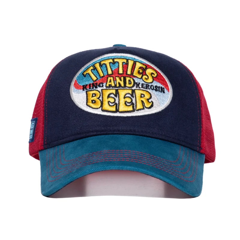 King Kerosin HERREN TRUCKER CAP "TITTIES AND BEER" (rot/schwarz/blau) – Bild 2