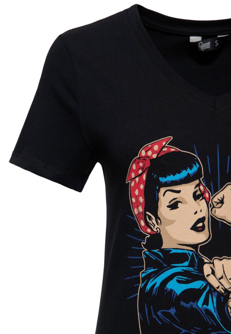 Queen Kerosin Damen T Shirt - We Can Do It (schwarz) – Bild 5