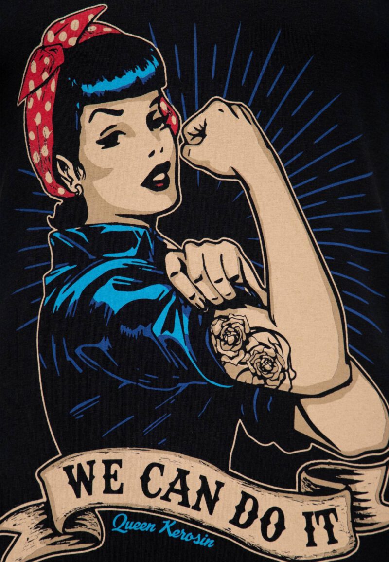 Queen Kerosin Damen T Shirt - We Can Do It (schwarz) – Bild 3