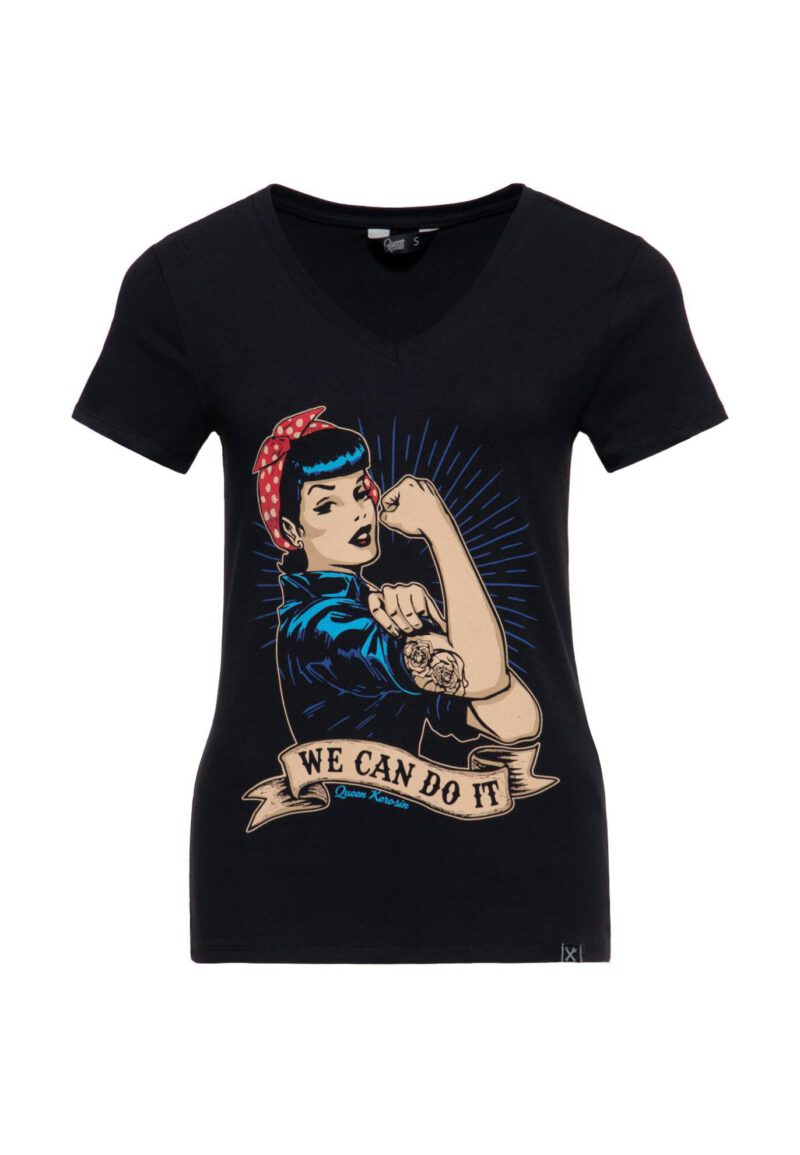 Queen Kerosin Damen T Shirt - We Can Do It (schwarz)