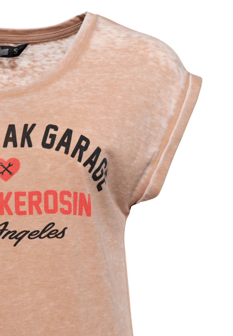 Queen Kerosin Damen Enzym Wash T-Shirt «Heartbreak Garage» – Bild 3