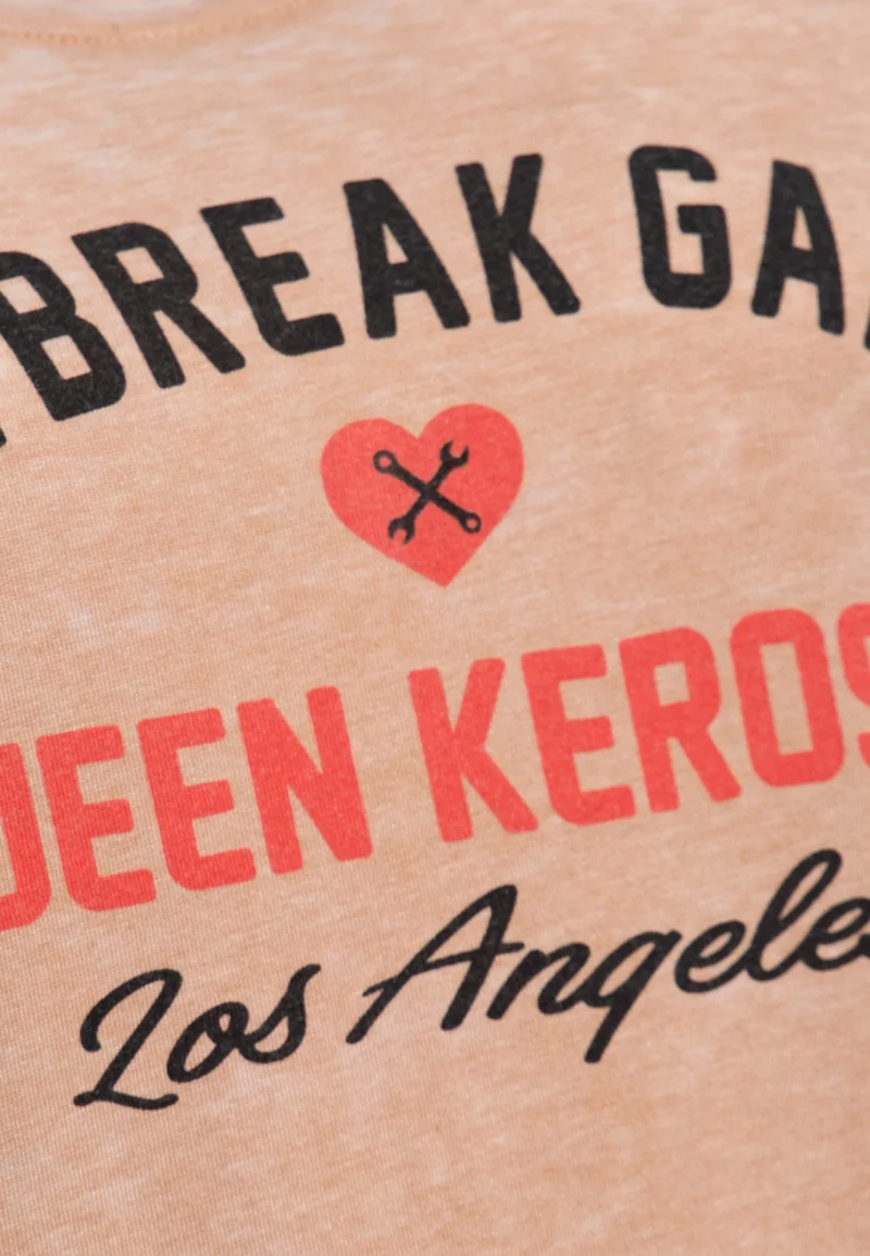Queen Kerosin Damen Enzym Wash T-Shirt «Heartbreak Garage» – Bild 4