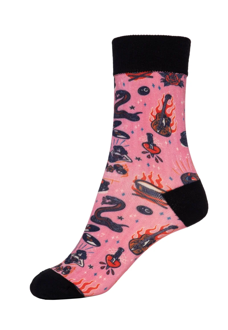 Queen Kerosin Damen Socken «Rock 'n' Roll» rose – Bild 2