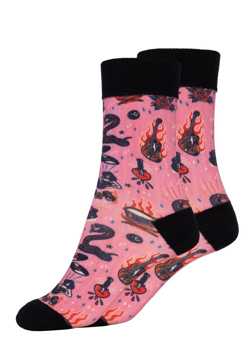 Queen Kerosin Damen Socken «Rock 'n' Roll» rose