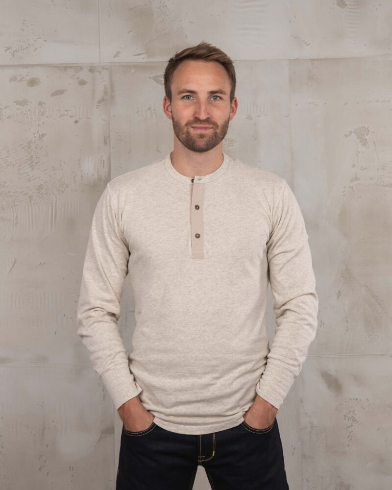 Pike Brothers 1927 Henley Shirt Long Sleeve Ecru Melange