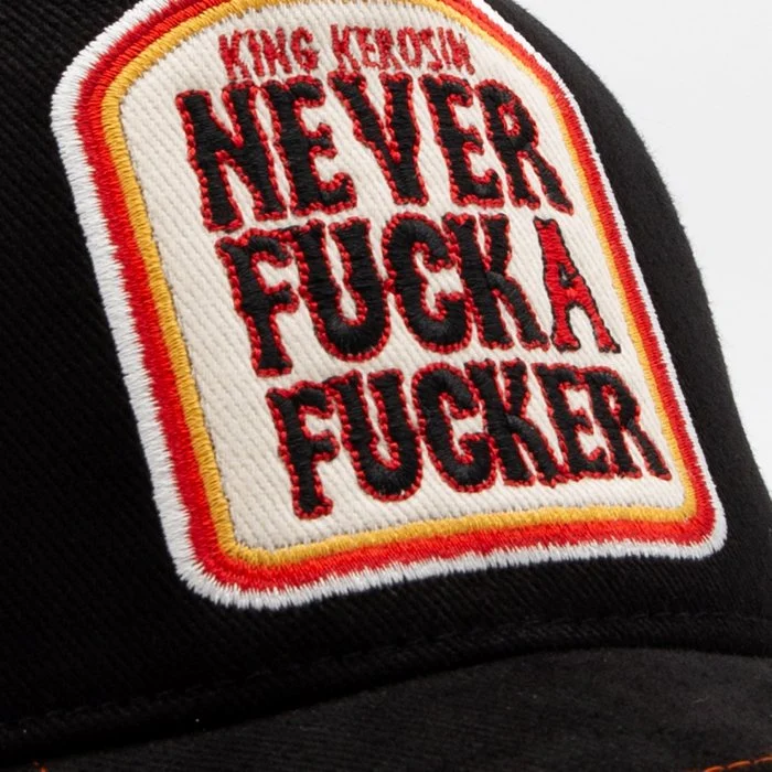King Kerosin Herren Trucker Cap "Never Fuck a Fucker" (schwarz/orange) – Bild 6