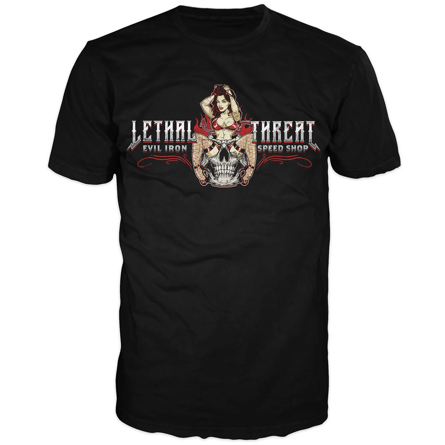 Lethal Threat Evil Iron Speed Shop Men's Black Tee Shirt – Bild 2