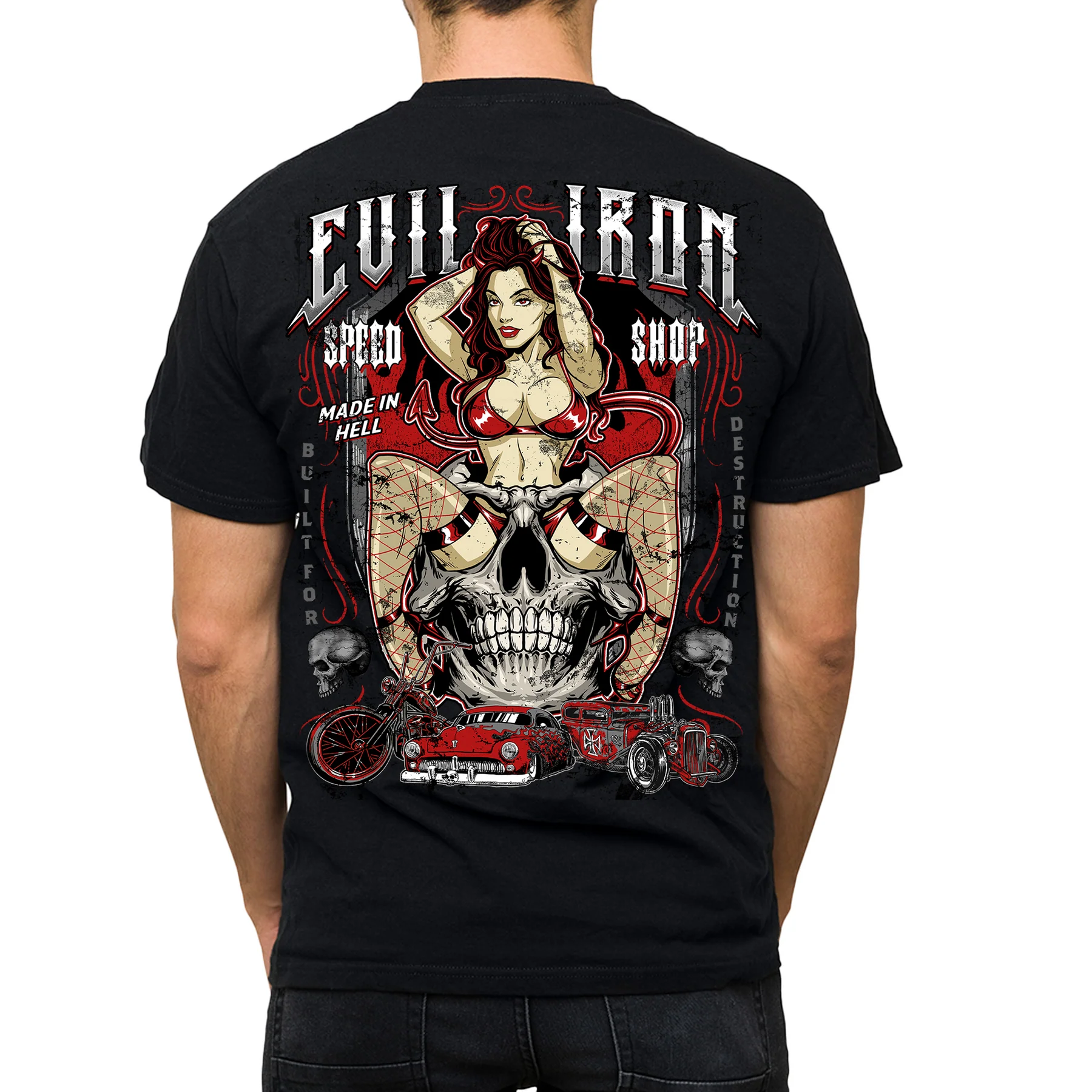 Lethal Threat Evil Iron Speed Shop Men's Black Tee Shirt – Bild 3