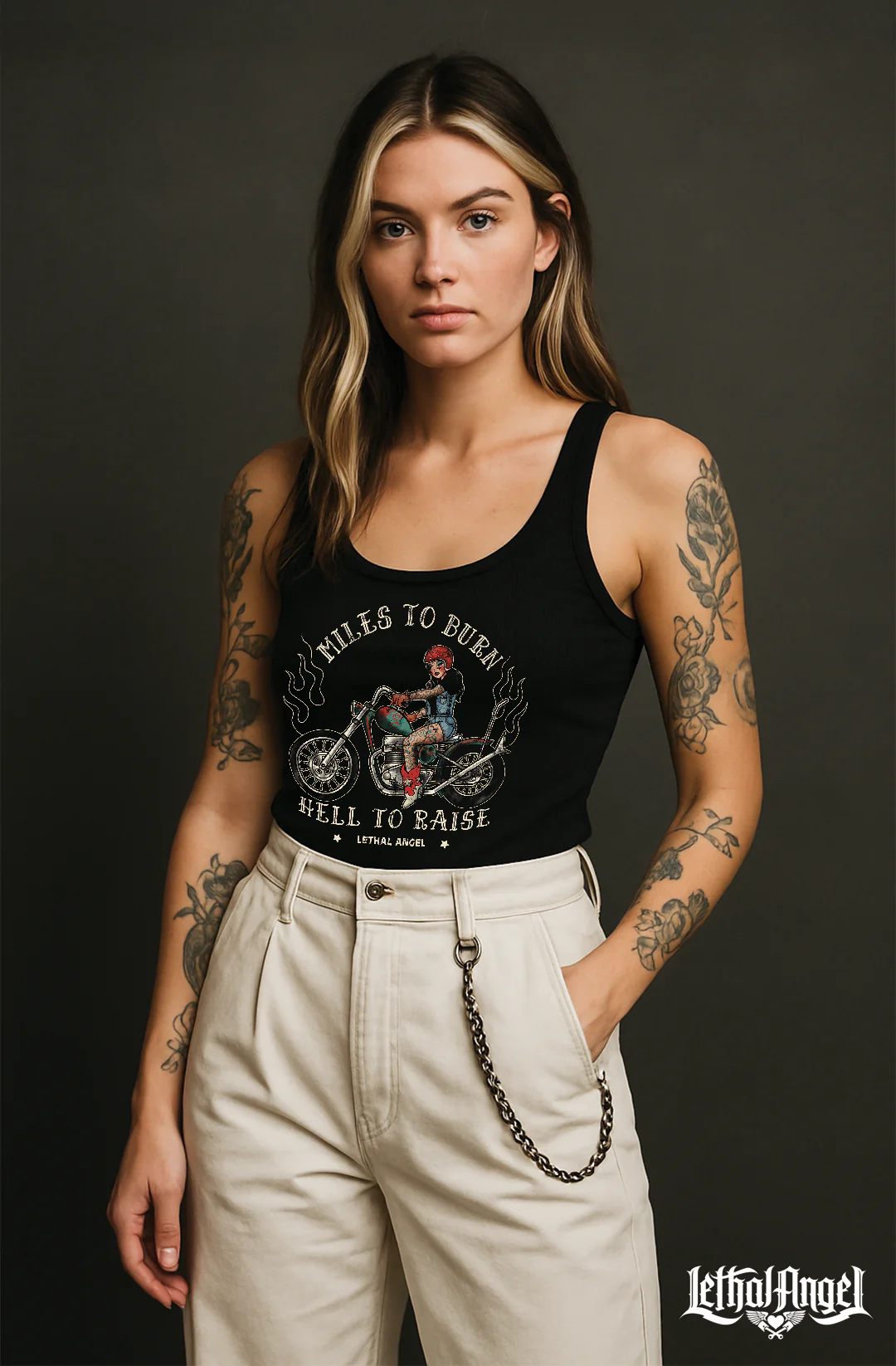 Lethal Angel®Miles To Burn Hell To Raise Tank Top – Bild 3
