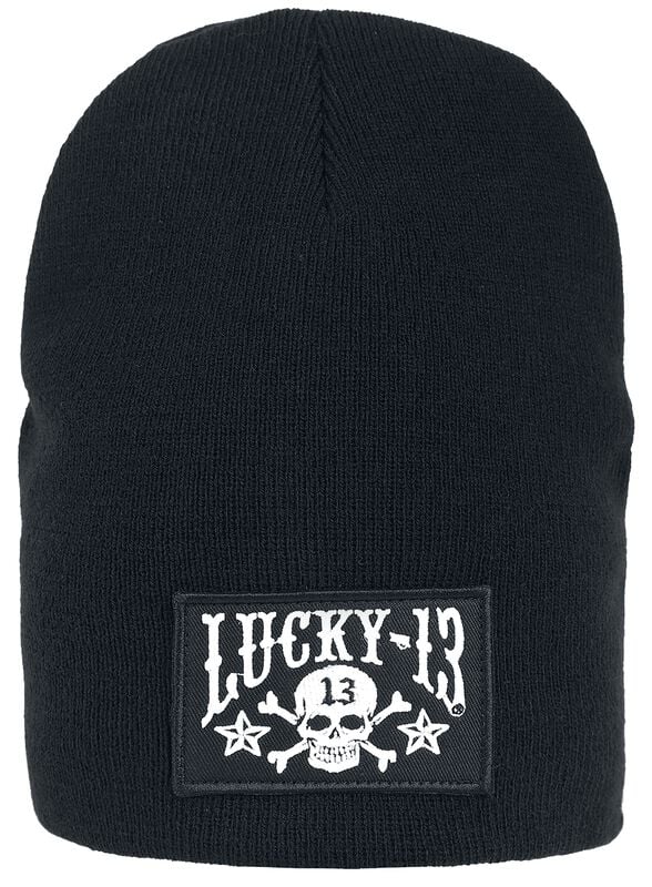 Lucky 13 Skull Stars Patch Beanie black – Bild 2
