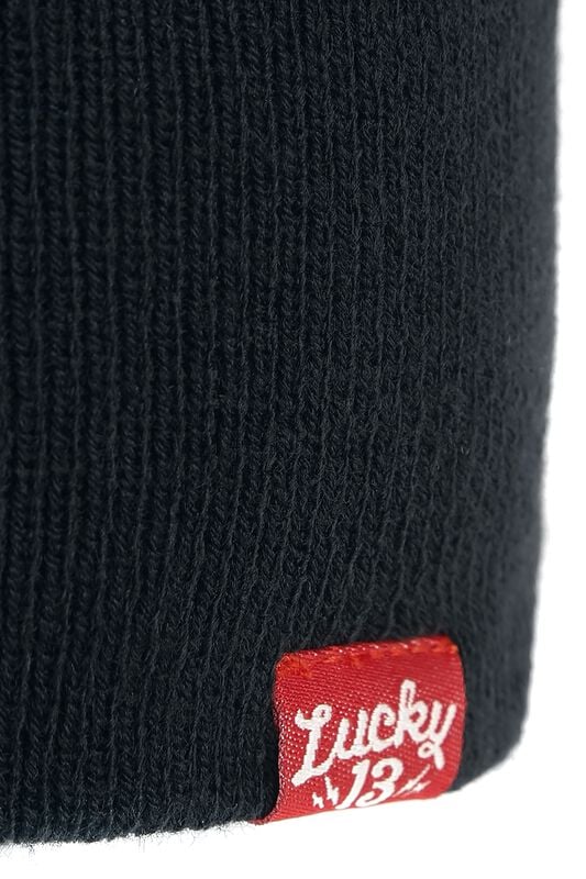 Lucky 13 Skull Stars Patch Beanie black – Bild 5