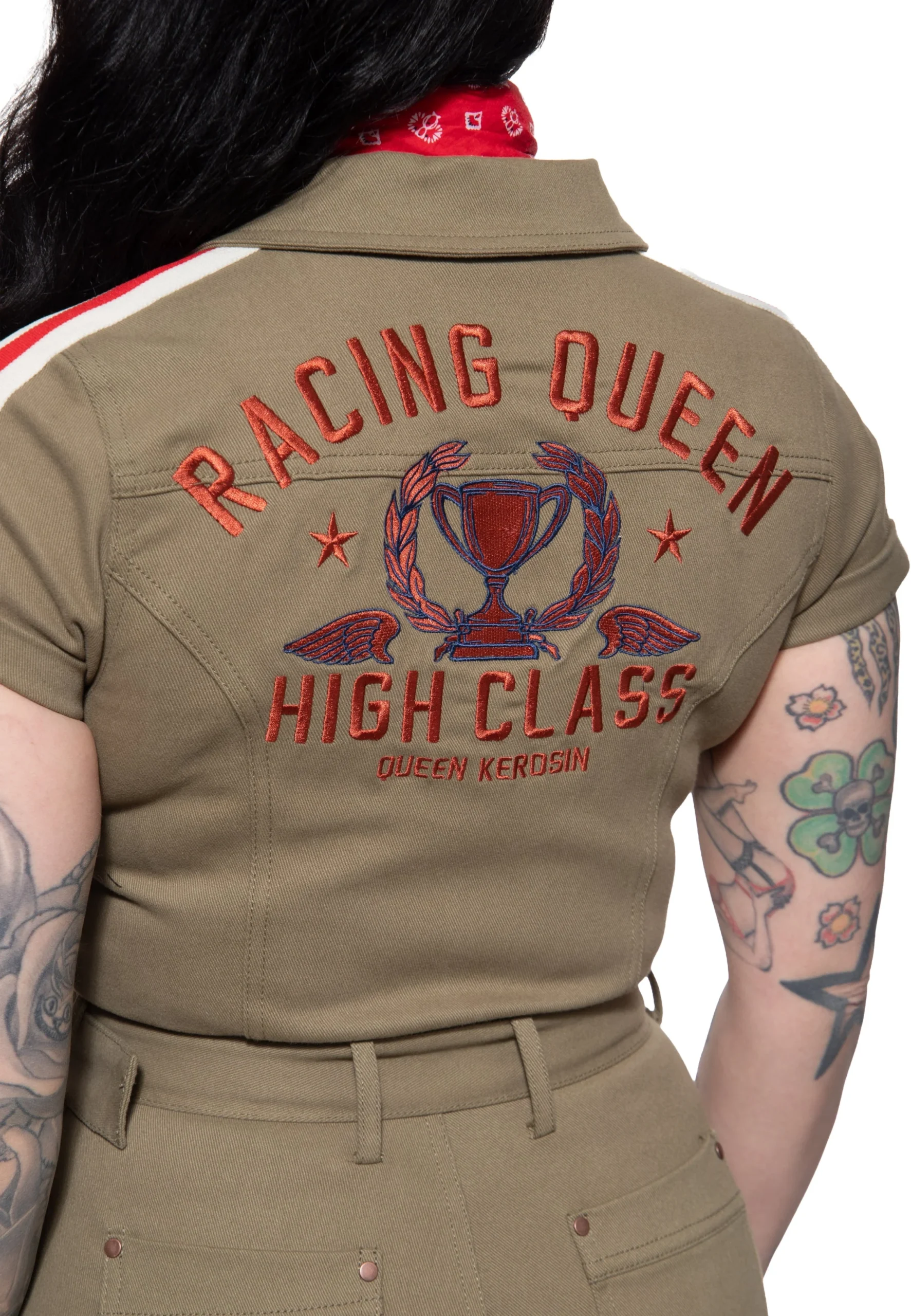 Queen Kerosin Overall 'Racing Queen' in Olivgrün – Bild 4